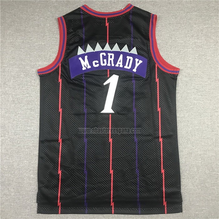 Camiseta Toronto Raptors Tracy Mcgrady NO 1 Mitchell & Ness 1998-99 Negro2